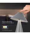 Lampe de table LED rechargeable 3W, CCT - Gris, tactile dimmable, USB-C, métal, 200lm