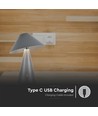 Lampe de table LED rechargeable 3W, CCT - Gris, tactile dimmable, USB-C, métal, 200lm