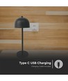 Lampe de table rechargeable V-Tac 3 en 1 - CCT, noire, IP20, dimmable tactile