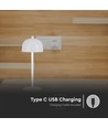 Lampe de table rechargeable V-Tac 3 en 1 - CCT, blanc, IP20, dimmable tactile