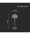Lampe de table rechargeable V-Tac 3 en 1 - CCT, gris, IP20, tactile dimmable