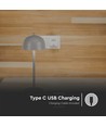Lampe de table rechargeable V-Tac 3 en 1 - CCT, gris, IP20, tactile dimmable