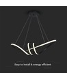 Suspension LED décorative 72cm 24W - Noir, 3240lm, 3000K, IP20, incl. source lumineuse