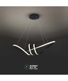Suspension LED décorative 72cm 24W - Noir, 3240lm, 3000K, IP20, incl. source lumineuse