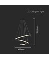 Suspension LED 32W avec 3 anneaux - Noir, 3000K, 600x400x200mm, plafonnier décoratif