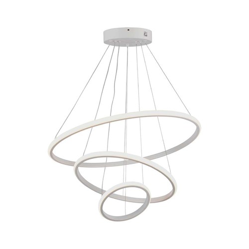 Suspension LED 32W, 3 anneaux - Ø60+40+20cm, 3880lm, 3000K, finition blanche