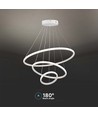 Suspension LED 32W, 3 anneaux - Ø60+40+20cm, 3880lm, 3000K, finition blanche