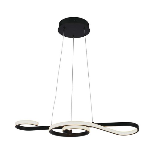 Suspension LED 18W, design violon - 700x250mm, 3000K, noir, plafonnier décoratif