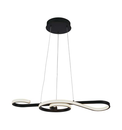 Suspension LED 18W, design violon - 700x250mm, 3000K, noir, plafonnier décoratif
