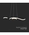 Suspension LED 18W, design violon - 700x250mm, 3000K, noir, plafonnier décoratif