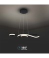 Suspension LED 18W, design violon - 700x250mm, 3000K, noir, plafonnier décoratif