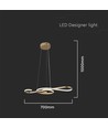 Suspension LED décorative 18W - L700x250mm, or, forme violon, 3000K