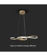 Suspension LED décorative 18W - L700x250mm, or, forme violon, 3000K