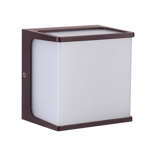 Applique murale LED 8W - IP65, marron, carrée, source lumineuse incluse
