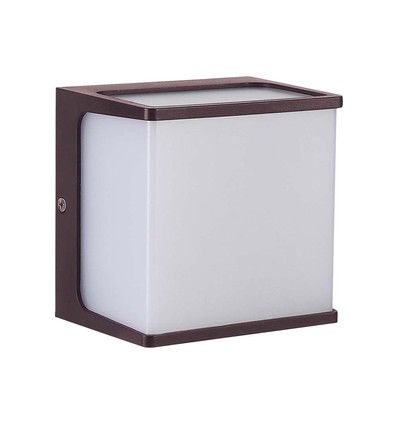 Applique murale LED 8W - IP65, marron, carrée, source lumineuse incluse
