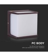 Applique murale LED 8W - IP65, marron, carrée, source lumineuse incluse