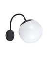 Applique murale E27 avec globe blanc - Noir, IP44 extérieur, Ø20cm, sans source lumineuse