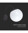 Applique murale E27 avec globe blanc - Noir, IP44 extérieur, Ø20cm, sans source lumineuse