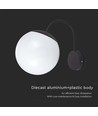Applique murale E27 avec globe blanc - Noir, IP44 extérieur, Ø20cm, sans source lumineuse