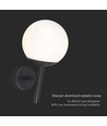 Applique murale extérieure E27 - Noir, IP44, globe opale, Ø20cm, sans source lumineuse