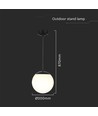 Suspension Ø20cm, noir mat - IP44, douille E27, globe blanc opale, aluminium et plastique, sans source lumineuse