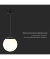 Suspension Ø20cm, noir mat - IP44, douille E27, globe blanc opale, aluminium et plastique, sans source lumineuse