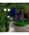Luminaire de jardin 97cm avec 2 globes, 2xE27 - IP44, noir mat, construction robuste, sans source lumineuse