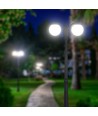 Luminaire de jardin 97cm avec 2 globes, 2xE27 - IP44, noir mat, construction robuste, sans source lumineuse