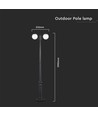 Luminaire de jardin 97cm avec 2 globes, 2xE27 - IP44, noir mat, construction robuste, sans source lumineuse