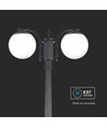 Luminaire de jardin 97cm avec 2 globes, 2xE27 - IP44, noir mat, construction robuste, sans source lumineuse