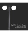 Luminaire de jardin 97cm avec 2 globes, 2xE27 - IP44, noir mat, construction robuste, sans source lumineuse
