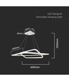 Suspension LED 48W 60x60cm, dimmable - 5150lm, blanc, aluminium, IP20 intérieur