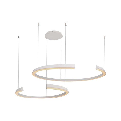 Suspension LED design 48W - Blanc, dimmable Triac, 5150lm, deux croissants, 110x80cm
