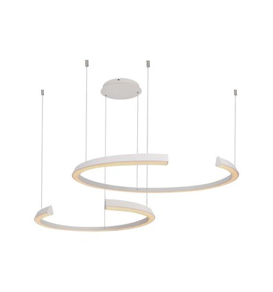 Suspension LED design 48W - Blanc, dimmable Triac, 5150lm, deux croissants, 110x80cm