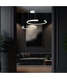 Suspension LED design 48W - Blanc, dimmable Triac, 5150lm, deux croissants, 110x80cm