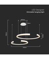 Suspension LED design 48W - Blanc, dimmable Triac, 5150lm, deux croissants, 110x80cm