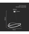 Suspension LED 48W, design cercle blanc - Dimmable, 5150lm, IP20, hauteur réglable 80-120cm
