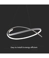 Suspension LED 48W, design cercle blanc - Dimmable, 5150lm, IP20, hauteur réglable 80-120cm