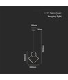 Suspension design 12W en métal - L280 x H1800mm, 1300lm, source incluse