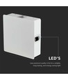 Applique murale LED carrée 4W - IP65, blanc, 4000K, 428lm