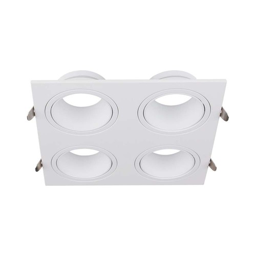 Spot de plafond GU10 avec 4 têtes - 175 x 175 mm, blanc, sans source lumineuse