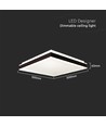 Plafonnier LED designer 48W, dimmable - 4000K, IP44, noir, carré