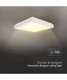 Plafonnier LED designer 48W dimmable - Carré, blanc, IP44, 420x420mm, 4000K