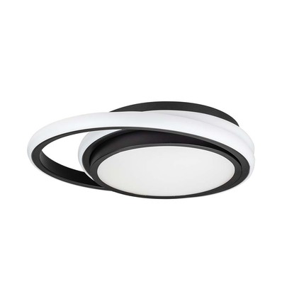 Plafonnier LED designer 38W - Noir, double rond, Ø45cm, 4000K, 4050lm, IP20