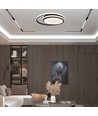 Plafonnier LED designer 38W - Noir, double rond, Ø45cm, 4000K, 4050lm, IP20