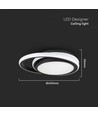 Plafonnier LED designer 38W - Noir, double rond, Ø45cm, 4000K, 4050lm, IP20
