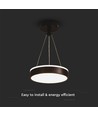 Suspension designer 12W - Ø24cm, 1280lm, noir, 4000K, IP20 intérieur
