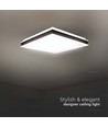 Plafonnier LED designer 18W, carré - Noir, 1490lm, 35x35cm, 4000K, IP20 intérieur