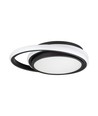 Plafonnier LED designer 24W - Ø31cm, 4000K, noir, design double cercle, IP20