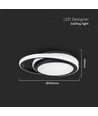 Plafonnier LED designer 24W - Ø31cm, 4000K, noir, design double cercle, IP20